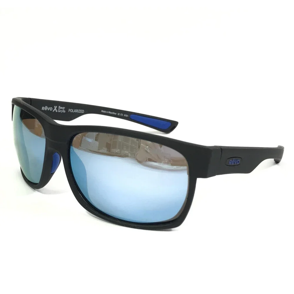 Revo Sunglasses ESPEN RE1097 01 Bear Grylls Black Wrap w/ Blue Polarized Lenses